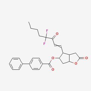 molecular formula C28H28F2O5 B13393044 (3aR,4R,5R,6aS)-4-[(1E)-4,4-Difluoro-3-oxo-1-octen-1-yl]-2-oxohex ahydro-2H-cyclopenta[b]furan-5-yl 4-biphenylcarboxylate 