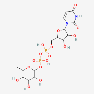 molecular formula C15H24N2O16P2 B13393070 [[5-(2,4-Dioxopyrimidin-1-yl)-3,4-dihydroxyoxolan-2-yl]methoxy-hydroxyphosphoryl] (3,4,5-trihydroxy-6-methyloxan-2-yl) hydrogen phosphate 