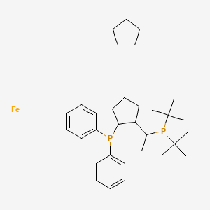 molecular formula C32H50FeP2 B13393112 Ferrocene, 1-[(1R)-1-[bis(1,1-dimethylethyl)phosphino]ethyl]-2-(diphenylphosphino)-, (2R)- 