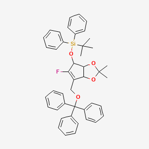 molecular formula C44H45FO4Si B13393113 tert-butyl-[[5-fluoro-2,2-dimethyl-4-(trityloxymethyl)-6,6a-dihydro-3aH-cyclopenta[d][1,3]dioxol-6-yl]oxy]-diphenylsilane 