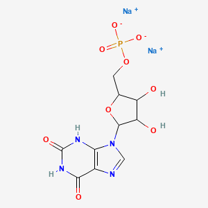 molecular formula C10H11N4Na2O9P B13393120 disodium;[(2R,3S,4R,5R)-5-(2,6-dioxo-3H-purin-9-yl)-3,4-dihydroxyoxolan-2-yl]methyl phosphate 