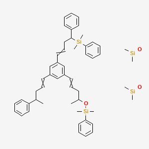 molecular formula C52H68O3Si4 B13393221 Dimethyl(oxo)silane;[4-[3-[4-[dimethyl(phenyl)silyl]oxypent-1-enyl]-5-(4-phenylpent-1-enyl)phenyl]-1-phenylbut-3-enyl]-dimethyl-phenylsilane 