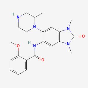 molecular formula C22H27N5O3 B13393283 N-[1,3-dimethyl-6-(2-methylpiperazin-1-yl)-2-oxobenzimidazol-5-yl]-2-methoxybenzamide 