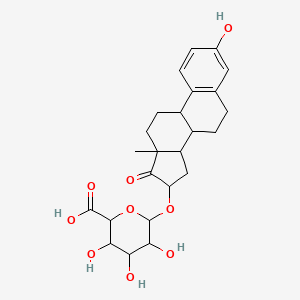 molecular formula C24H30O9 B13393383 3,4,5-trihydroxy-6-[(3-hydroxy-13-methyl-17-oxo-7,8,9,11,12,14,15,16-octahydro-6H-cyclopenta[a]phenanthren-16-yl)oxy]oxane-2-carboxylic acid 