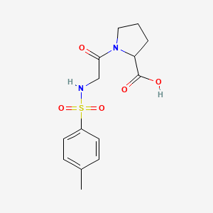 molecular formula C14H18N2O5S B13393394 Pyrrolidine-2-carboxylic acid, 1-(4-tolylsulfonylamino)acetyl- 