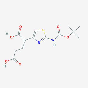 molecular formula C13H16N2O6S B13393396 2-(2-Tert-butoxycarbonylaminothiazol-4-YL)-2-pentenedioic acid 