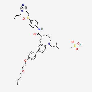 molecular formula C42H56N4O7S2 B13393439 (-)-8-[4-(2-butoxyethoxy)phenyl]-1-isobutyl-N-[4-[[[1-propyl-1H-imidazol-5-yl]methyl]sulfinyl]phenyl]-1,2,3,4-tetrahydro-1-benzoazocine-5-carboxamide methanesulfonate 