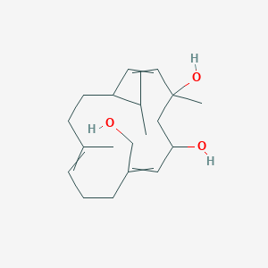 molecular formula C20H34O3 B13393464 5-(Hydroxymethyl)-1,9-dimethyl-12-propan-2-ylcyclotetradeca-4,8,13-triene-1,3-diol CAS No. 9030-23-3