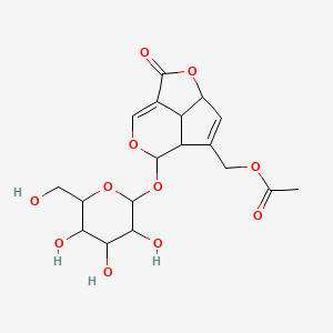 molecular formula C18H22O11 B13393489 [5-(hexopyranosyloxy)-1-oxo-2a,4a,5,7b-tetrahydro-1H-2,6-dioxacyclopenta[cd]inden-4-yl]methyl acetate 