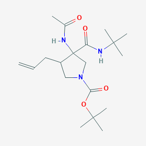 molecular formula C19H33N3O4 B13393533 Tert-butyl 3-acetamido-3-(tert-butylcarbamoyl)-4-prop-2-enylpyrrolidine-1-carboxylate 