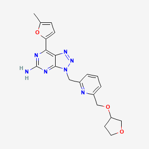 molecular formula C20H21N7O3 B13393572 7-(5-methylfuran-2-yl)-3-[[6-(oxolan-3-yloxymethyl)pyridin-2-yl]methyl]triazolo[4,5-d]pyrimidin-5-amine 
