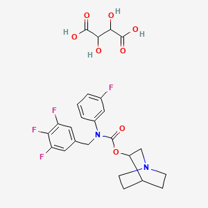 molecular formula C25H26F4N2O8 B13393598 1-azabicyclo[2.2.2]octan-3-yl N-(3-fluorophenyl)-N-[(3,4,5-trifluorophenyl)methyl]carbamate;2,3-dihydroxybutanedioic acid 