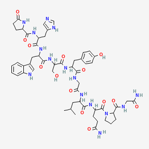 molecular formula C54H71N15O14 B13393666 H-DL-Pyr-DL-His-DL-Trp-DL-Ser-DL-Tyr-Gly-DL-Leu-DL-Gln-DL-Pro-Gly-NH2 