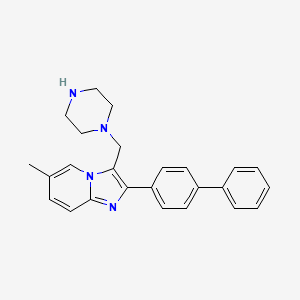 molecular formula C25H26N4 B13393688 2-Biphenyl-4-yl-6-methyl-3-piperazin-1-ylmethylimidazo[1,2-a]pyridine 