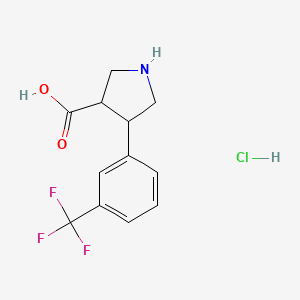 molecular formula C12H13ClF3NO2 B13393709 4-[3-(Trifluoromethyl)phenyl]pyrrolidine-3-carboxylic acid;hydrochloride 