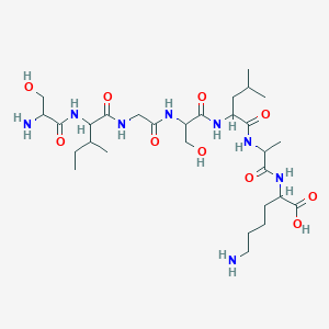 molecular formula C29H54N8O10 B13393717 (2S,5S,8S,11S,17S,20S)-20-Amino-2-(4-aminobutyl)-17-((S)-sec-butyl)-21-hydroxy-11-(hydroxymethyl)-8-isobutyl-5-methyl-4,7,10,13,16,19-hexaoxo-3,6,9,12,15,18-hexaazahenicosan-1-oic acid 