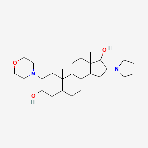 molecular formula C27H46N2O3 B13393734 10,13-dimethyl-2-morpholin-4-yl-16-pyrrolidin-1-yl-2,3,4,5,6,7,8,9,11,12,14,15,16,17-tetradecahydro-1H-cyclopenta[a]phenanthrene-3,17-diol 