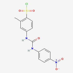 molecular formula C14H12ClN3O5S B13393825 2-Methyl-4-[3-(4-nitrophenyl)ureido]benzenesulfonyl chloride 