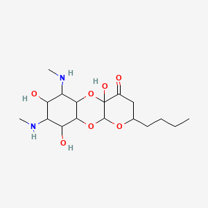 molecular formula C17H30N2O7 B13393887 5-Butyl-8,12,14-trihydroxy-11,13-bis(methylamino)-2,4,9-trioxatricyclo[8.4.0.03,8]tetradecan-7-one 