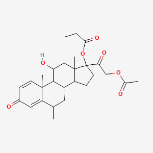 molecular formula C27H36O7 B13393895 21-(Acetyloxy)-11-hydroxy-6-methyl-3,20-dioxopregna-1,4-dien-17-yl propanoate 