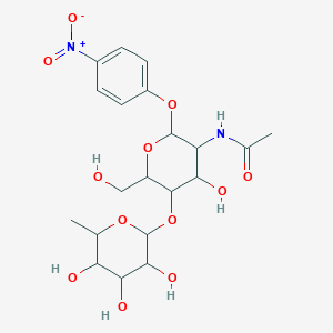 molecular formula C20H28N2O12 B13393911 N-[4-hydroxy-6-(hydroxymethyl)-2-(4-nitrophenoxy)-5-(3,4,5-trihydroxy-6-methyloxan-2-yl)oxyoxan-3-yl]acetamide 