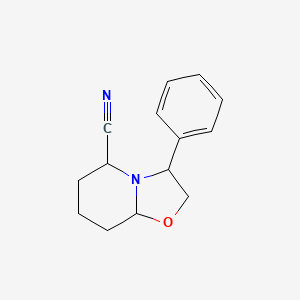 molecular formula C14H16N2O B13393974 (3S,5R,8aS)-3-Phenyl-3,5,6,7,8,8a-hexahydro-2H-oxazolo[3,2-a]pyridine-5-carbonitrile CAS No. 402846-46-2