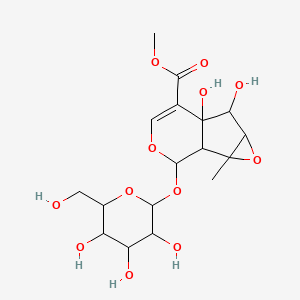 molecular formula C17H24O12 B13394015 Methyl 5,6-dihydroxy-2-methyl-10-[3,4,5-trihydroxy-6-(hydroxymethyl)oxan-2-yl]oxy-3,9-dioxatricyclo[4.4.0.02,4]dec-7-ene-7-carboxylate 