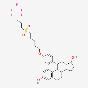molecular formula C34H43F5O5S B13394075 13-Methyl-11-[4-[5-(4,4,5,5,5-pentafluoropentylsulfonyl)pentoxy]phenyl]-6,7,8,9,11,12,14,15,16,17-decahydrocyclopenta[a]phenanthrene-3,17-diol 