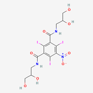 molecular formula C14H16I3N3O8 B13395538 N,N'-Bis(2,3-dihydroxypropyl)-2,4,6-triiodo-5-nitro-1,3-benzenedicarboxamide 