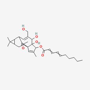 molecular formula C30H42O6 B13395542 [5,6-Dihydroxy-7-(hydroxymethyl)-3,11,11,14-tetramethyl-15-oxo-4-tetracyclo[7.5.1.01,5.010,12]pentadeca-2,7-dienyl] deca-2,4-dienoate 