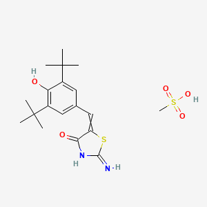 molecular formula C19H28N2O5S2 B13395590 5-[(3,5-Ditert-butyl-4-hydroxyphenyl)methylidene]-2-imino-1,3-thiazolidin-4-one;methanesulfonic acid 