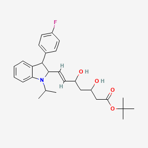 molecular formula C28H36FNO4 B13395616 Tert-butyl 7-[3-(4-fluorophenyl)-1-isopropyl-2,3-dihydroindol-2-YL]-3,5-dihydroxyhept-6-enoate 