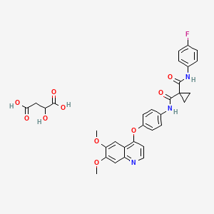 molecular formula C32H30FN3O10 B13395735 1-N-[4-(6,7-dimethoxyquinolin-4-yl)oxyphenyl]-1-N'-(4-fluorophenyl)cyclopropane-1,1-dicarboxamide;2-hydroxybutanedioic acid 