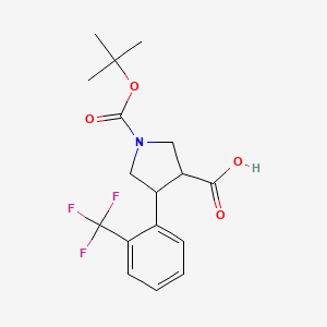molecular formula C17H20F3NO4 B13396001 1-[(2-Methylpropan-2-yl)oxycarbonyl]-4-[2-(trifluoromethyl)phenyl]pyrrolidine-3-carboxylic acid 