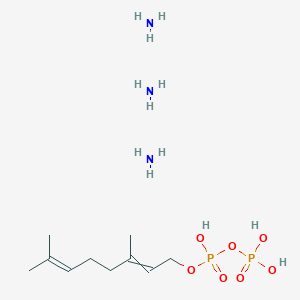 molecular formula C10H29N3O7P2 B13396041 Azane;3,7-dimethylocta-2,6-dienyl phosphono hydrogen phosphate 