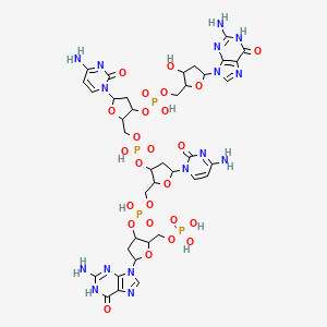 molecular formula C38H50N16O25P4 B13396057 [3-[[3-[[5-(2-amino-6-oxo-1H-purin-9-yl)-3-hydroxyoxolan-2-yl]methoxy-hydroxyphosphoryl]oxy-5-(4-amino-2-oxopyrimidin-1-yl)oxolan-2-yl]methoxy-hydroxyphosphoryl]oxy-5-(4-amino-2-oxopyrimidin-1-yl)oxolan-2-yl]methyl [5-(2-amino-6-oxo-1H-purin-9-yl)-2-(phosphonooxymethyl)oxolan-3-yl] hydrogen phosphate 