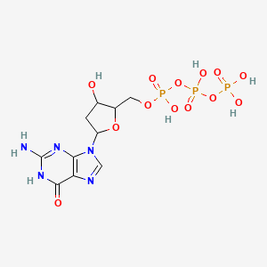 molecular formula C10H16N5O13P3 B13396327 2'-Deoxyguanosine-5'-triphosphoric acid, disodium 