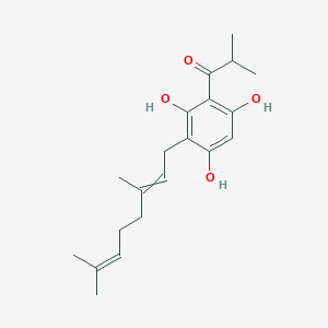 molecular formula C20H28O4 B13396344 1-[3-(3,7-Dimethylocta-2,6-dienyl)-2,4,6-trihydroxyphenyl]-2-methylpropan-1-one 