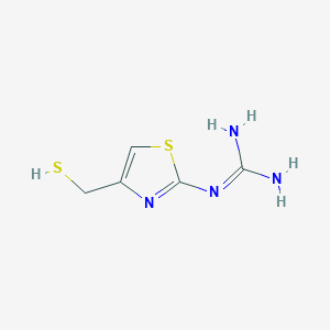 molecular formula C5H8N4S2 B1339643 Guanidine, [4-(mercaptomethyl)-2-thiazolyl]- CAS No. 95853-51-3