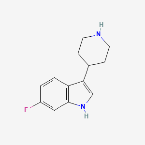 molecular formula C14H17FN2 B13396432 6-Fluoro-2-methyl-3-(4-piperidine)-1H-indole 