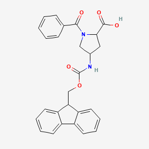 molecular formula C27H24N2O5 B13396489 (2S,4S)-1-benzoyl-4-({[(9H-fluoren-9-yl)methoxy]carbonyl}amino)pyrrolidine-2-carboxylic acid 
