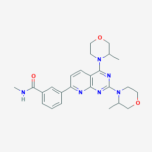 molecular formula C25H30N6O3 B13396491 3-[2,4-bis(3-methylmorpholin-4-yl)pyrido[2,3-d]pyrimidin-7-yl]-N-methylbenzamide 