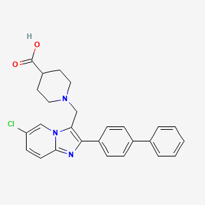 molecular formula C26H24ClN3O2 B13396656 1-(2-Biphenyl-4-yl-6-chloroimidazo[1,2-a]pyridin-3-ylmethyl)piperidine-4-carboxylic acid 
