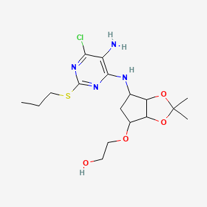 molecular formula C17H27ClN4O4S B13396692 2-[[(3aR,4S,6R,6aS)-6-[[5-Amino-6-chloro-2-(propylthio)-4-pyrimidinyl]amino]-2,2-dimethyltetrahydro-3aH-cyclopenta[d][1,3]dioxol-4-yl]oxy]ethanol 