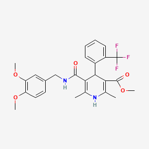 molecular formula C26H27F3N2O5 B13396729 5-[[[(3,5-Dimethoxyphenyl)methyl]amino]carbonyl]-1,4-dihydro-2,6-dimethyl-4-[2-(trifluoromethyl)phenyl]-3-pyridinecarboxylic Acid Methyl Ester 