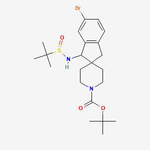 molecular formula C22H33BrN2O3S B13396743 Tert-butyl 6-bromo-1-(tert-butylsulfinylamino)spiro[1,3-dihydroindene-2,4'-piperidine]-1'-carboxylate 