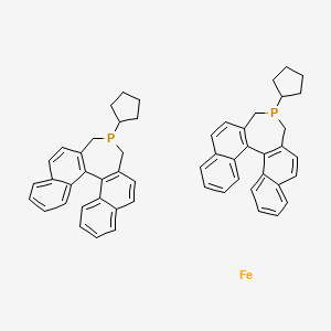 molecular formula C54H50FeP2 B13396750 13-Cyclopentyl-13-phosphapentacyclo[13.8.0.02,11.03,8.018,23]tricosa-1(15),2(11),3,5,7,9,16,18,20,22-decaene;iron 