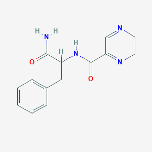 molecular formula C14H14N4O2 B13396821 N-(1-amino-1-oxo-3-phenylpropan-2-yl)pyrazine-2-carboxamide 