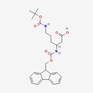 molecular formula C26H32N2O6 B13396848 3-(9H-fluoren-9-ylmethoxycarbonylamino)-6-[(2-methylpropan-2-yl)oxycarbonylamino]hexanoic acid 
