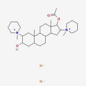 molecular formula C33H58Br2N2O3 B13396870 [3-hydroxy-10,13-dimethyl-2,16-bis(1-methylpiperidin-1-ium-1-yl)-2,3,4,5,6,7,8,9,11,12,14,15,16,17-tetradecahydro-1H-cyclopenta[a]phenanthren-17-yl] acetate;dibromide 